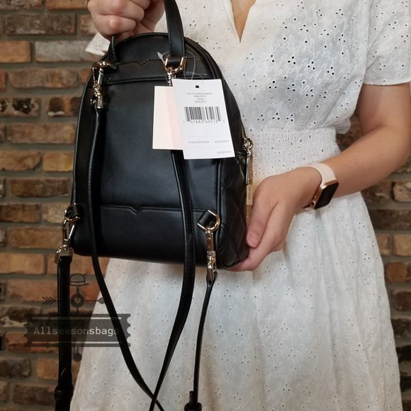 KATE Spade Mini Natalia Backpack Crossbody BLACK Leather authentic Crossbody